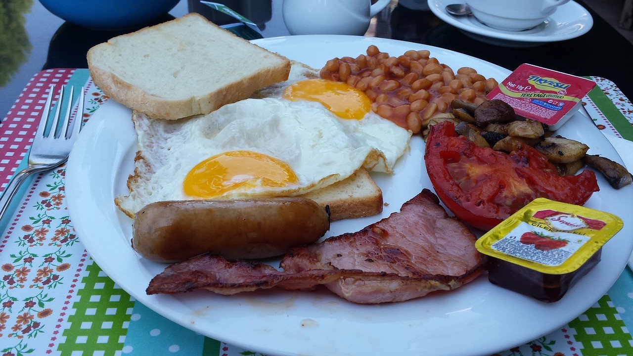 traditional London food full english breakfast