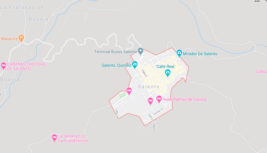 Map of Salento Colombia