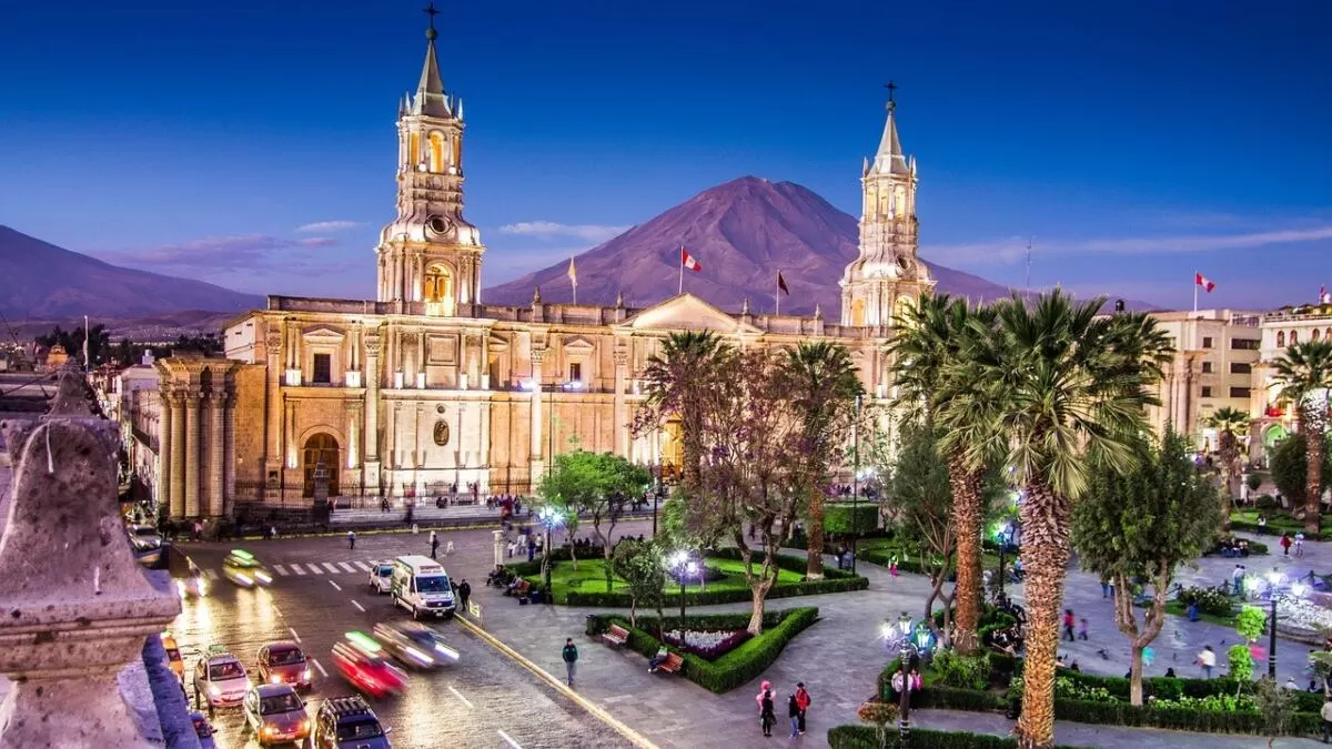Arequipa, Peru is a solo traveler's dream destination with its magnificent church and stunning backdrop of a volcano.