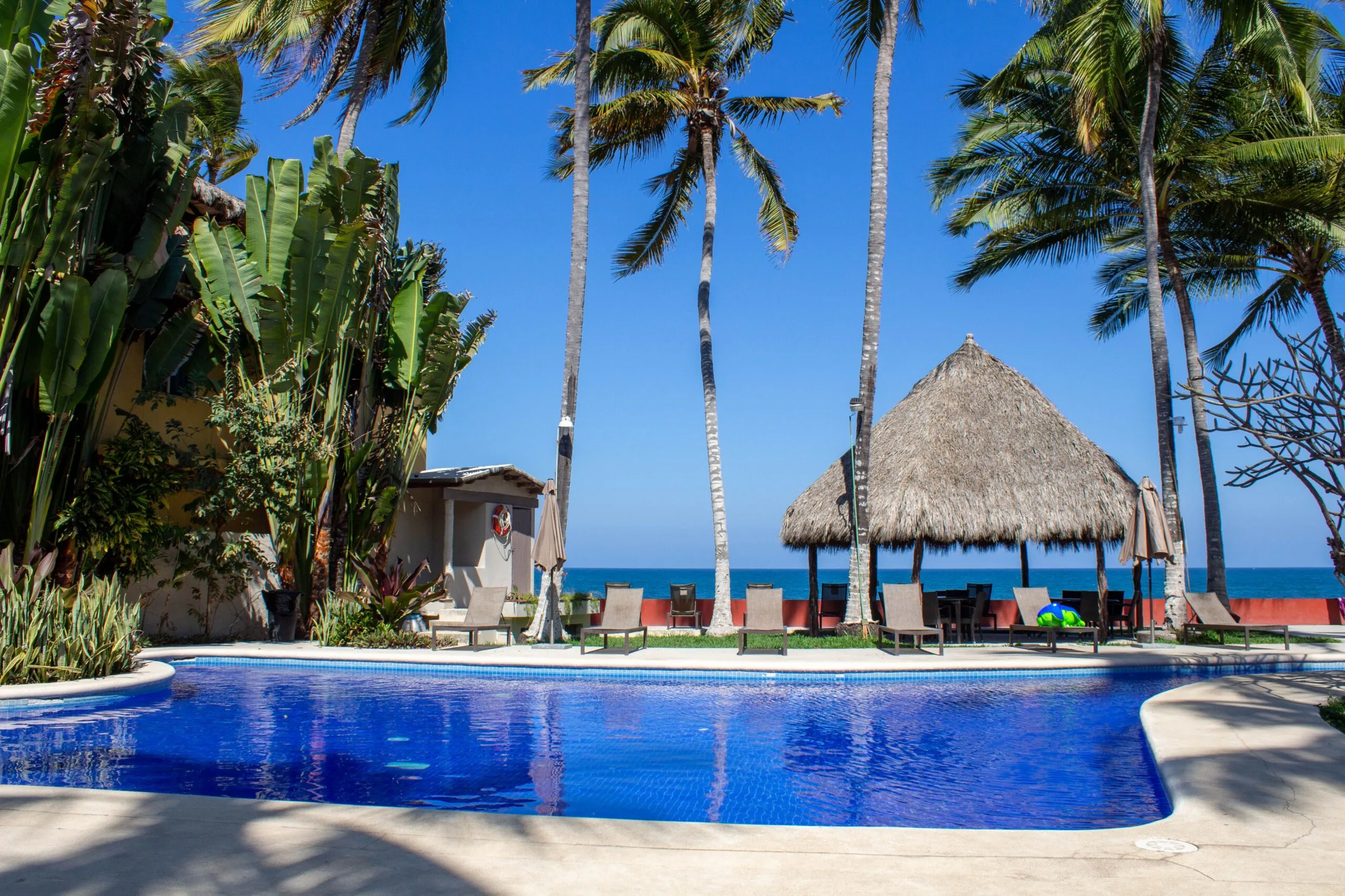 The pool is blue.