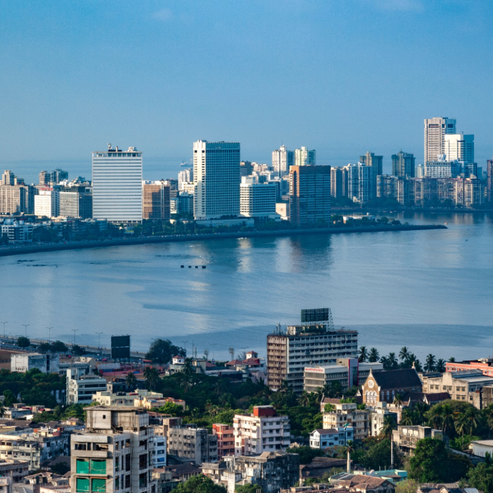 An aerial view of the city of mumbai.