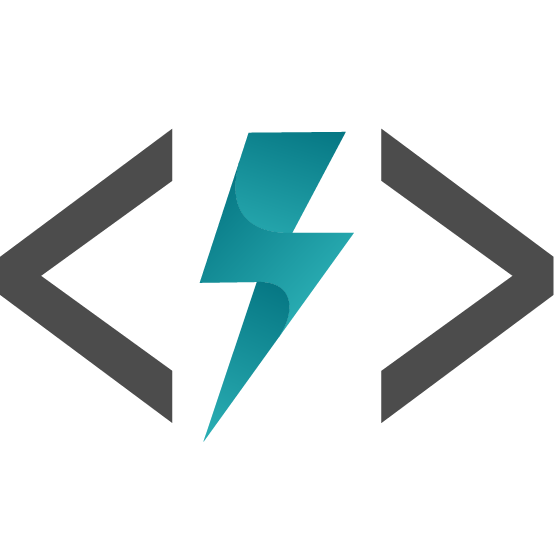 A lightning bolt logo on a black background for blogging resources.