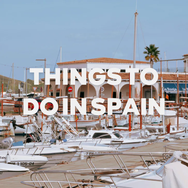 Travel poster about things to do in Spain with boats.