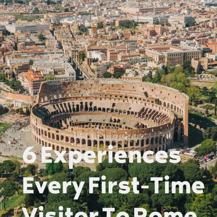 Arial view of Rome with text overlay about tourism
