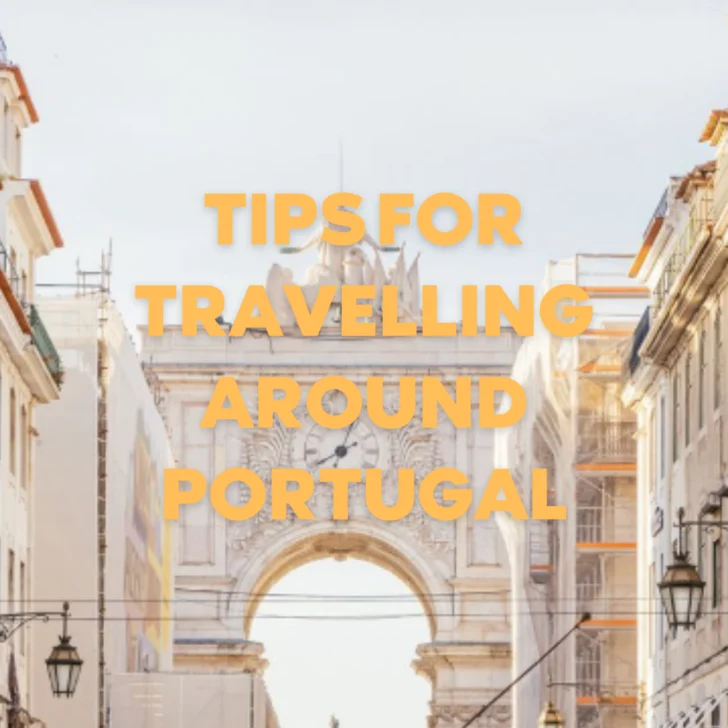 Travel guide poster for Portugal with yellow tram