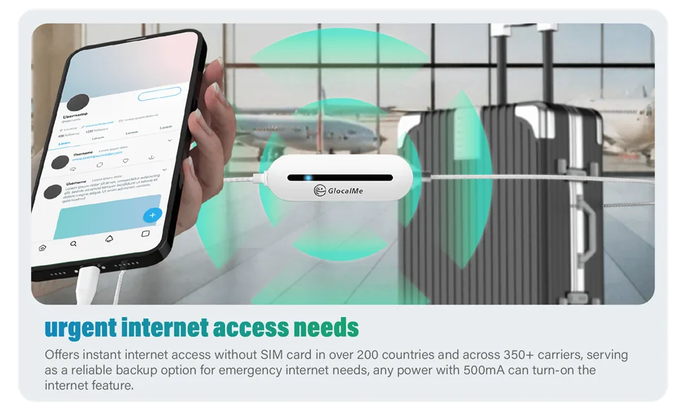 Portable internet device advertisement at airport