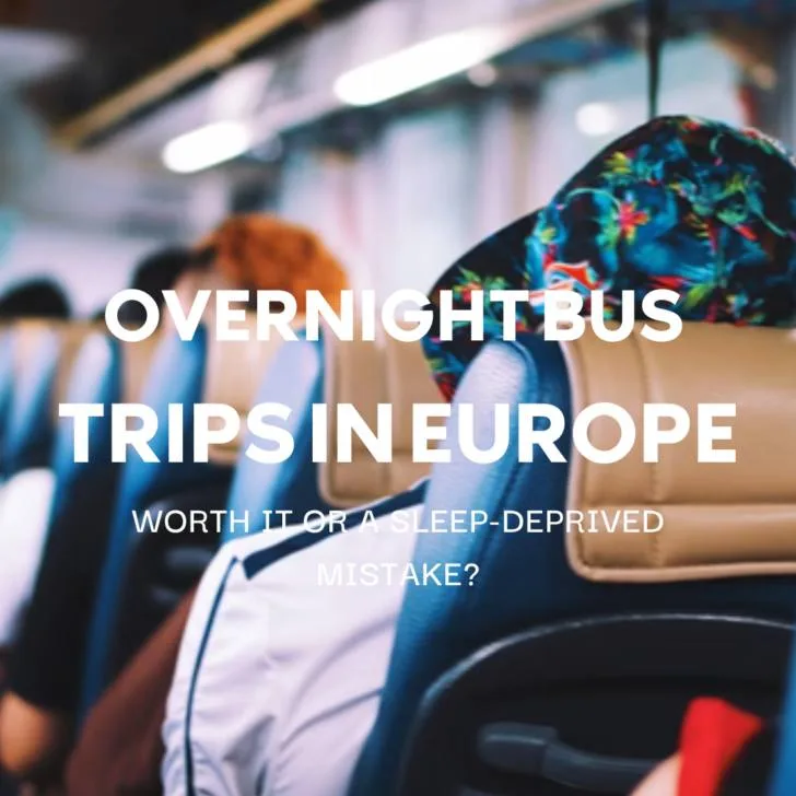 Passengers on overnight bus in Europe
