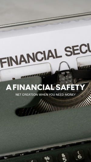 Vintage typewriter printing 'FINANCIAL SECURITY' document.
