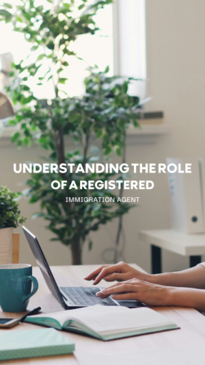 Person studying immigration laws at desk with laptop