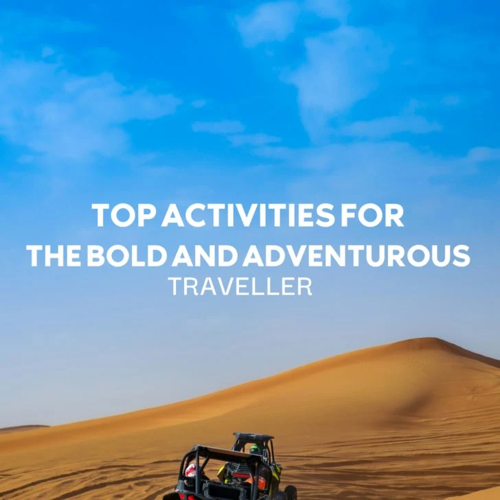 Buggy riding on sandy desert dunes