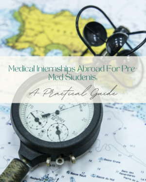 Compass on map with practical guide for medical internships.