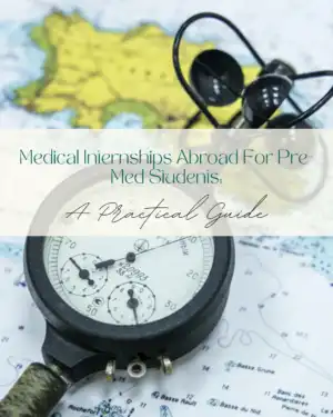 Compass on map with practical guide for medical internships.