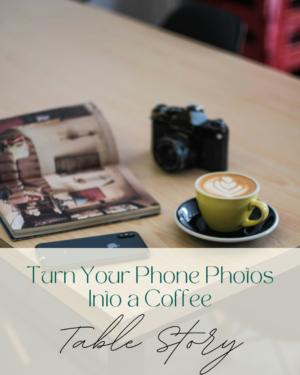 Cup of coffee, camera, and magazines on table