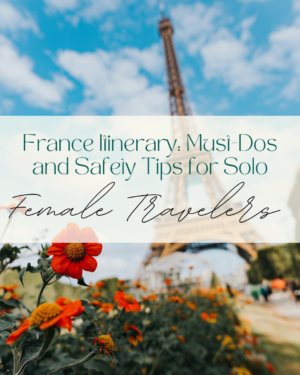 Travel guide poster with Eiffel Tower and flowers