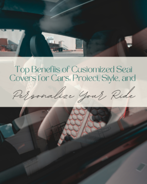 Car interior with customized seat covers