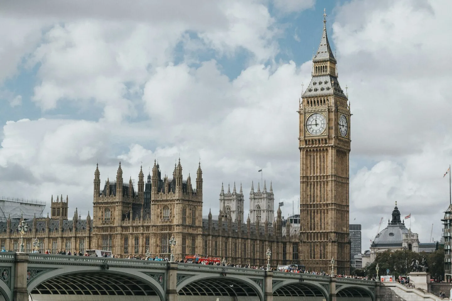 Big Ben and Westminster Palace on a cloudy day