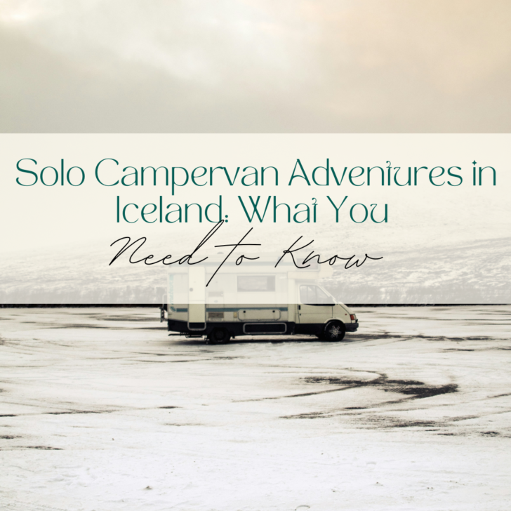 Camper van parked in snowy Icelandic landscape