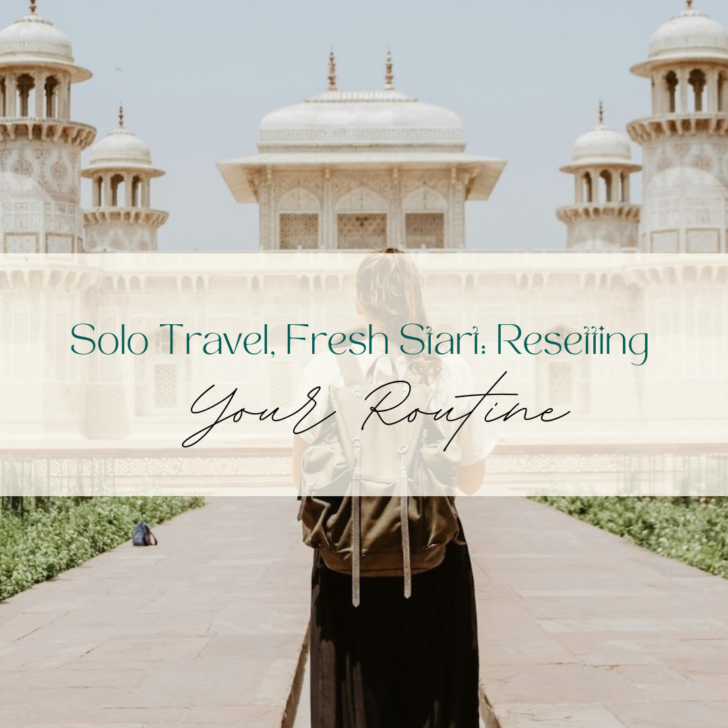 Woman facing Taj Mahal promoting solo travel