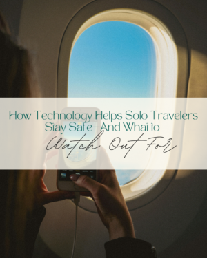 Person using smartphone by airplane window