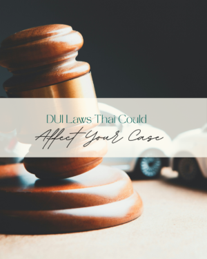 Gavel and legal book with DUI case text overlay