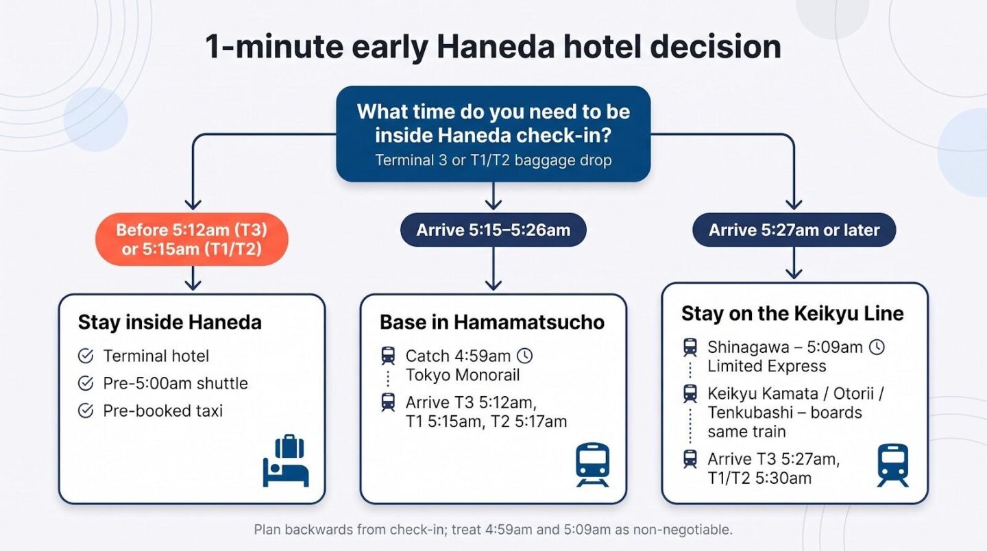 Infographic of early morning travel options to Haneda Airport