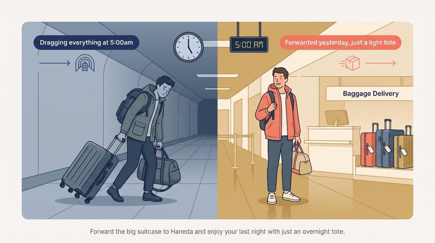 Two men handle luggage differently at airport